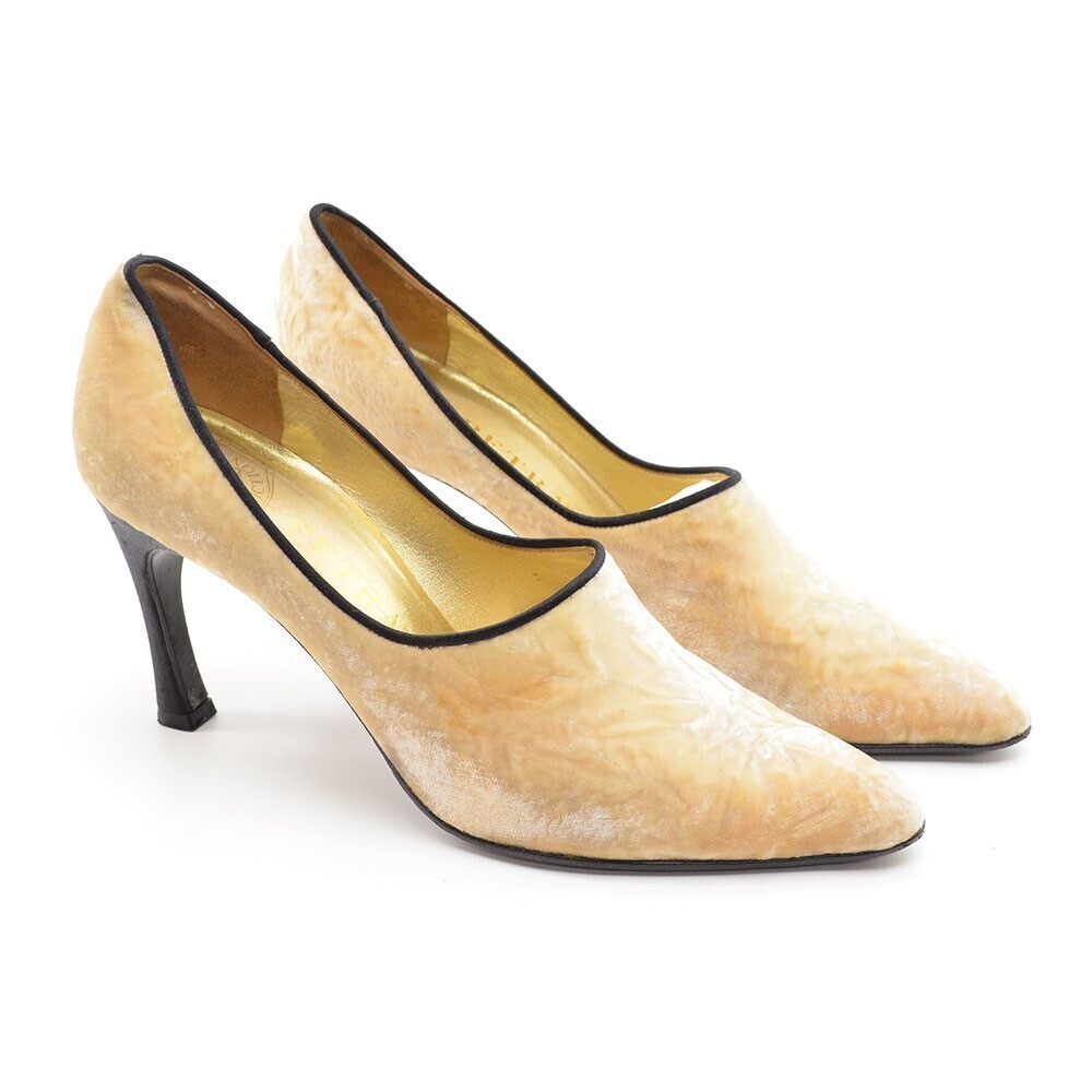 Petra Firenze Golden Yellow Velvet Dress Pumps 8.5 M